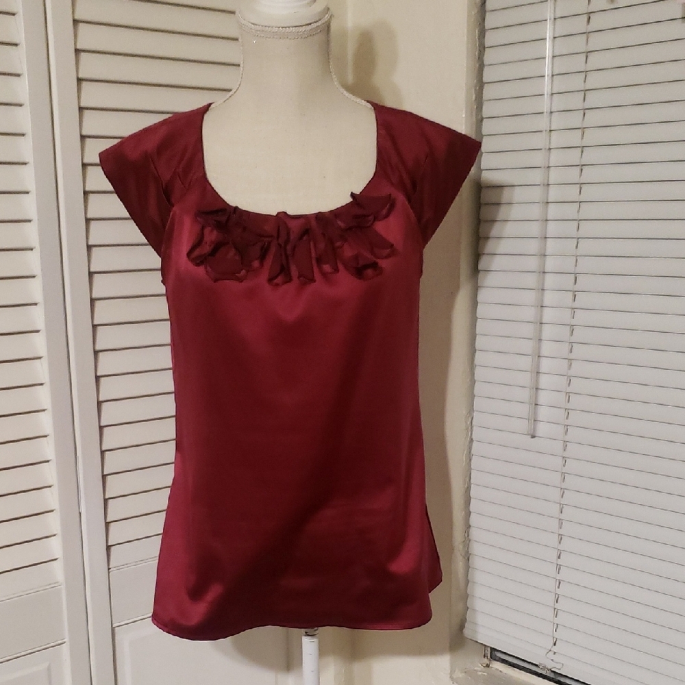 Reitmans Burgundy Satin Blouse